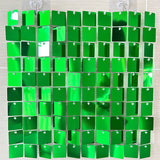 24 Panels Square Sequin Shimmer Wall Photo Backdrop Panels - 24sq.ft Green