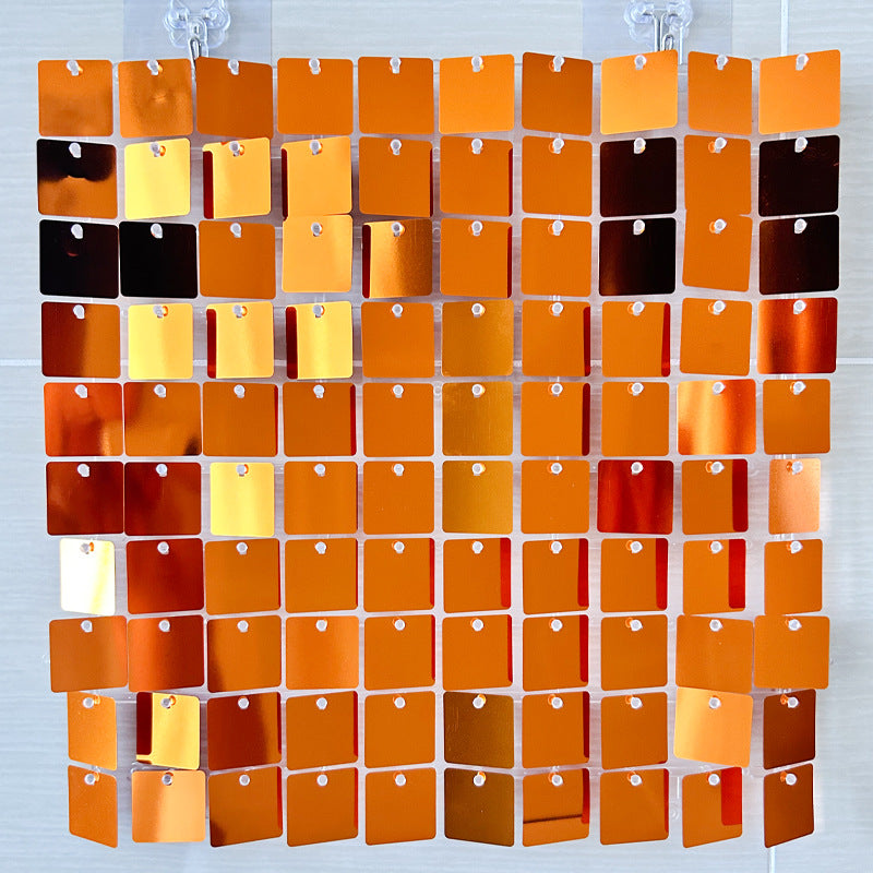 24 Panels Square Sequin Shimmer Wall Photo Backdrop Panels - 24sq.ft Orange