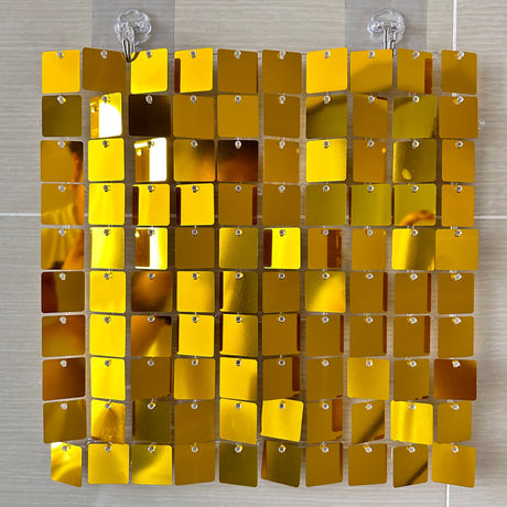 24 Panels Square Sequin Shimmer Wall Photo Backdrop Panels - 24sq.ft Gold