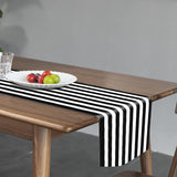 Satin Stripe Classic Table Runner 12"x108" Black White