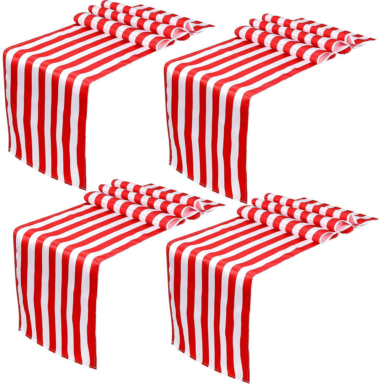 Satin Stripe Classic Table Runner 12"x108" Red White