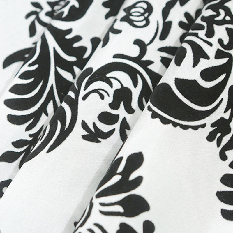 Taffeta Flocking Table Runner 12"x108" Black Damask
