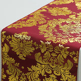 Taffeta Hot Stamping Table Runner 12"x108" Burgundy Damask