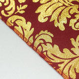 Taffeta Hot Stamping Table Runner 12"x108" Burgundy Damask