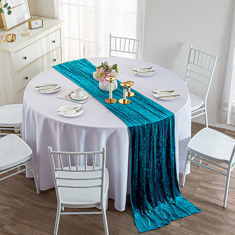 Premium Velvet Table Runner 28"x118" Peacock Blue