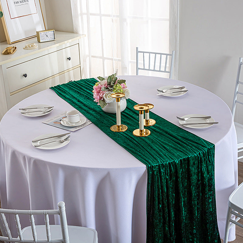 Premium Velvet Table Runner 28"x118" Dark Green