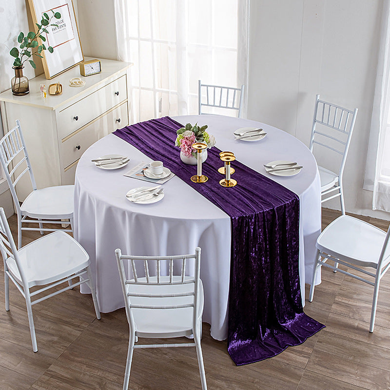 Premium Velvet Table Runner 28"x118" Dark Purple