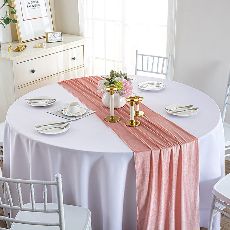 Premium Velvet Table Runner 28"x118" Lotus Root Pink