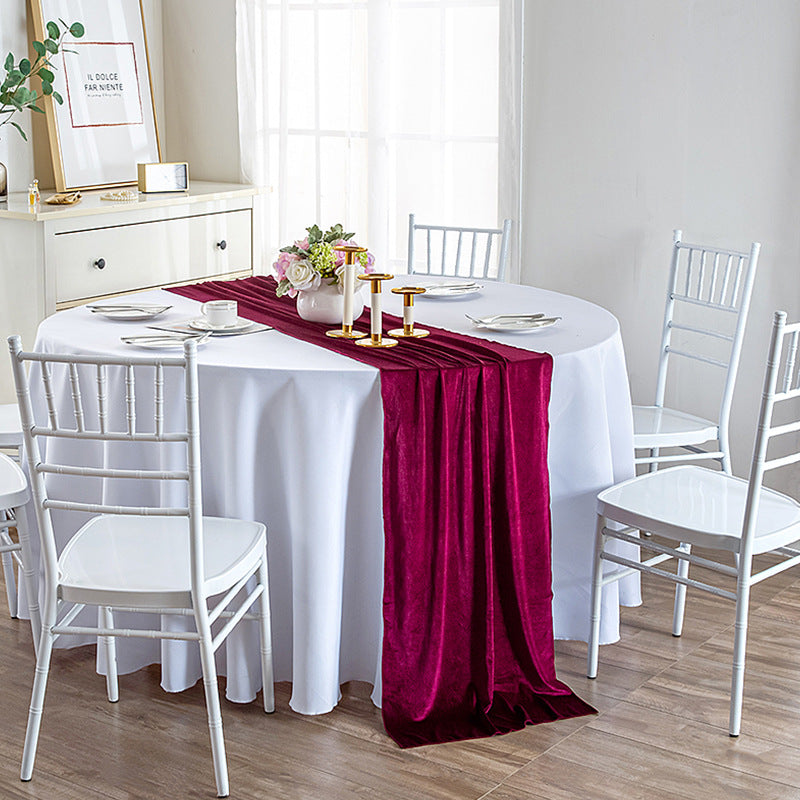 Premium Velvet Table Runner 28"x118" Deep Red