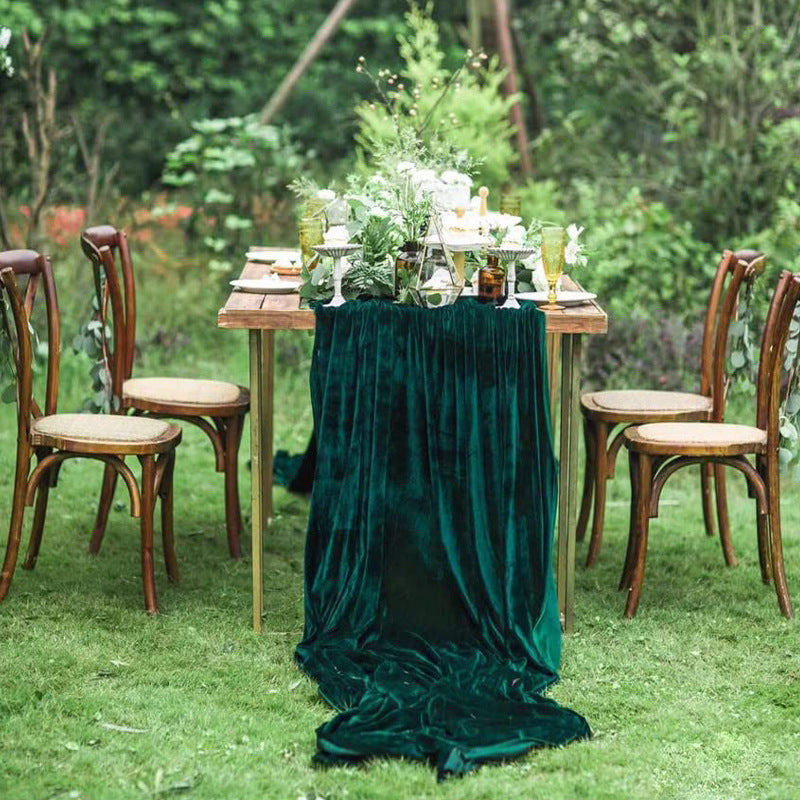 Premium Velvet Table Runner 14"x108" Dark Green