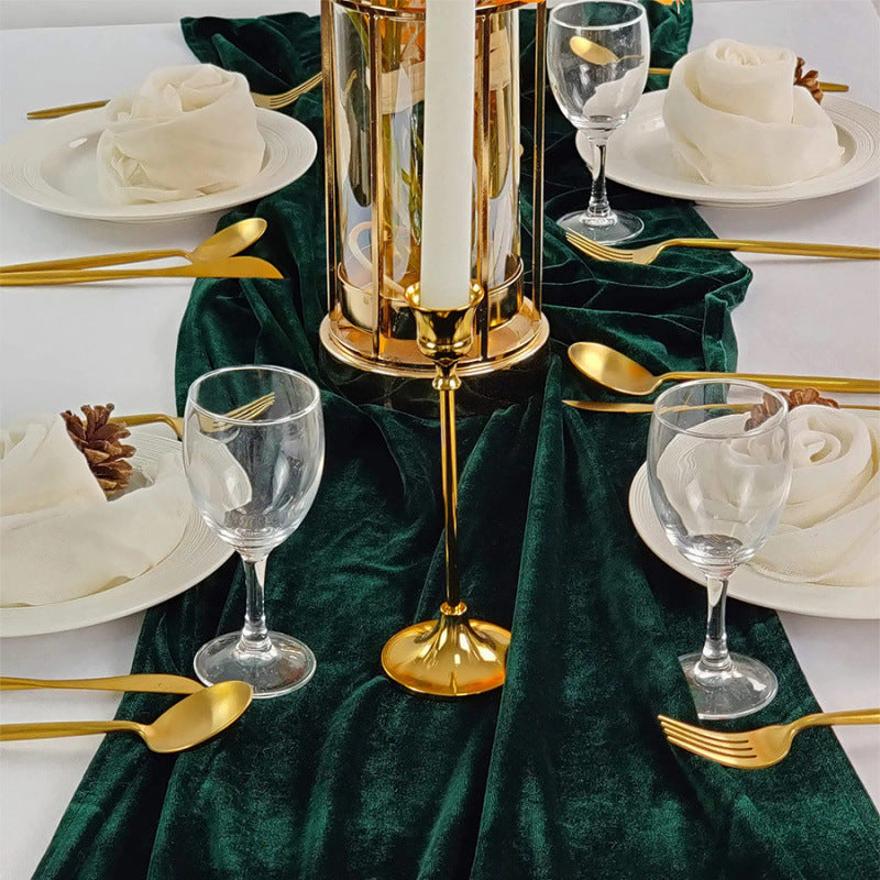 Premium Velvet Table Runner 14"x108" Dark Green