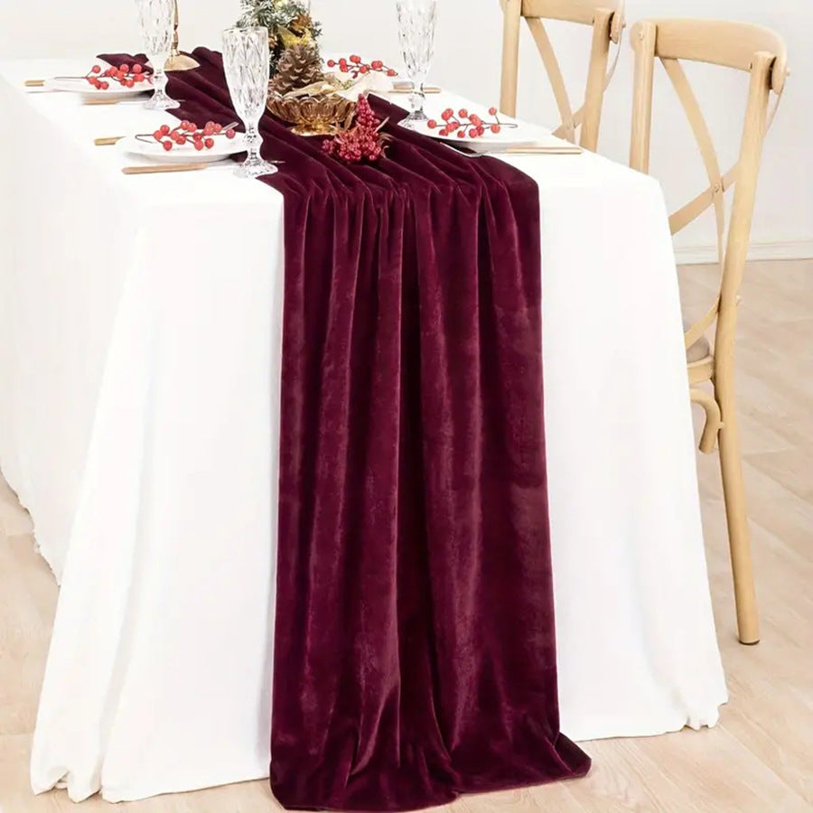 Premium Velvet Table Runner 14"x108" Deep Red