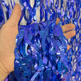 4 Pack Wavy Foil Fringe Curtain Party Backdrop 3.3x6.6 Ft Laser Blue