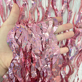 4 Pack Wavy Foil Fringe Curtain Party Backdrop 3.3x6.6 Ft Laser Pink