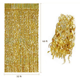 4 Pack Wavy Foil Fringe Curtain Party Backdrop 3.3x6.6 Ft Laser Pink