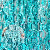 4 Pack Wavy Foil Fringe Curtain Party Backdrop 3.3x6.6 Ft Ceramic Lake Green