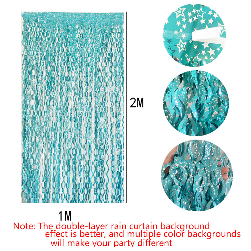 4 Pack Wavy Foil Fringe Curtain Party Backdrop 3.3x6.6 Ft Ceramic Purple