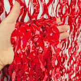 4 Pack Wavy Foil Fringe Curtain Party Backdrop 3.3x6.6 Ft Laser Red