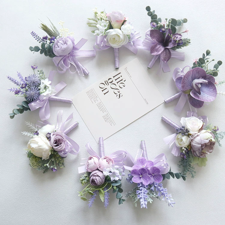 6pcs Wedding Accessories Wrist Corsage Lily
