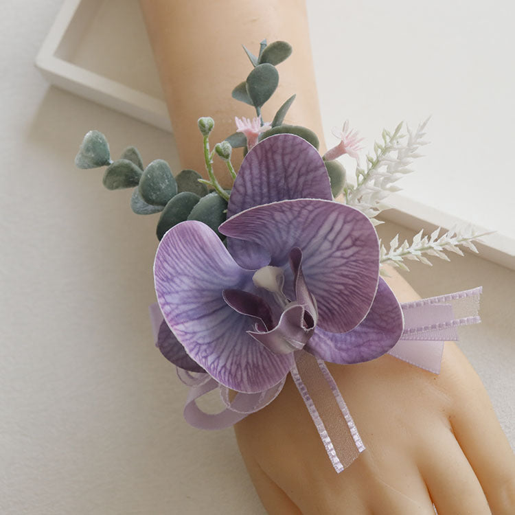 6pcs Wedding Accessories Wrist Corsage Phalaenopsis