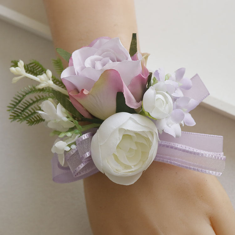 6pcs Wedding Accessories Wrist Corsage Rose