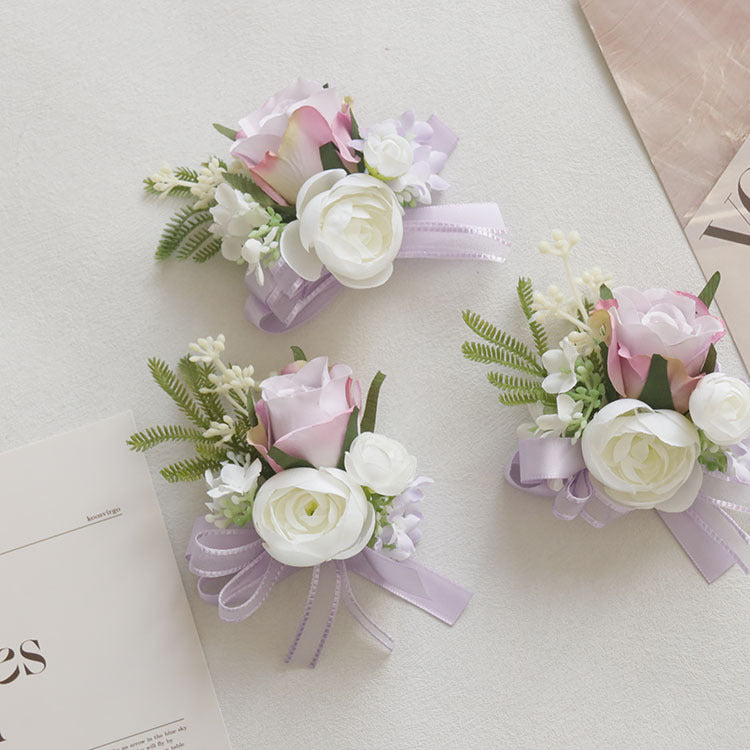 6pcs Wedding Accessories Wrist Corsage Rose