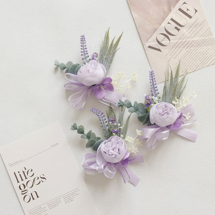 6pcs Wedding Accessories Wrist Corsage Peony