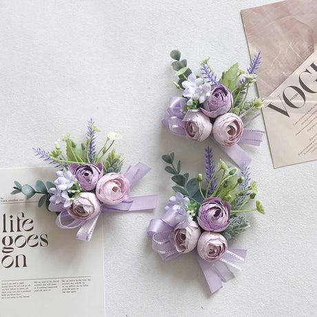 6pcs Wedding Accessories Wrist Corsage Tea Rose