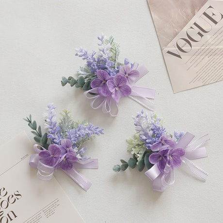 6pcs Wedding Accessories Wrist Corsage Hydrangea