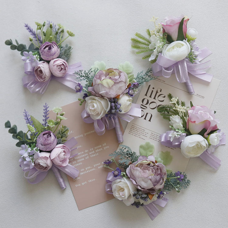 6pcs Wedding Accessories Wrist Corsage Lily