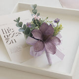 4 Pcs Wedding Purple Artificial Corsage with Clip Lily
