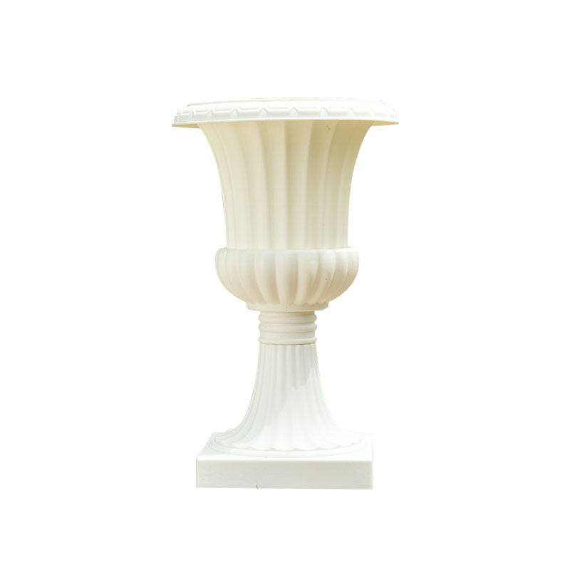 2 Pcs White Urn Planter, Floral Pedestal Flower Pot Plant Stand - PVC 20"