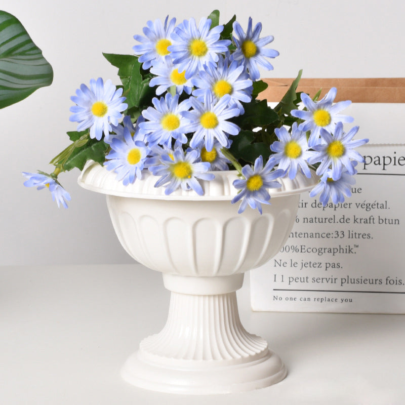4 Pcs White Crafted All Weather Roman Inspired Pedestal Column Flower Plant Stand Pot - PVC 10"