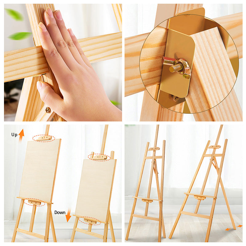 Wooden Painting Easel Yellow Pine Solid Wood 69“