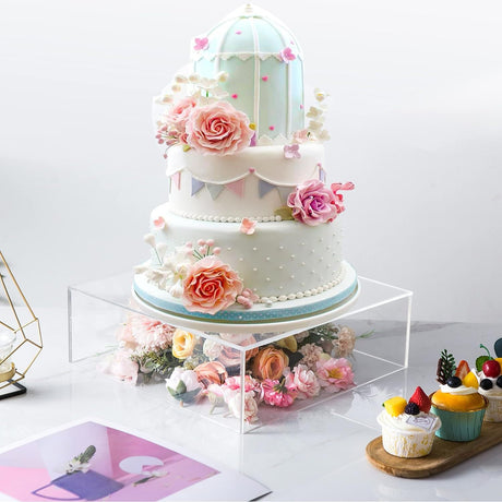 Acrylic Cake Box Stand Pedestal Riser Transparent Clear 16"x16" - YauSpark