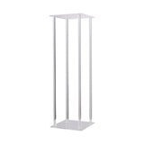 Acrylic Flower Vase Pillar Stand Clear with Square Mirror Base - YauSpark