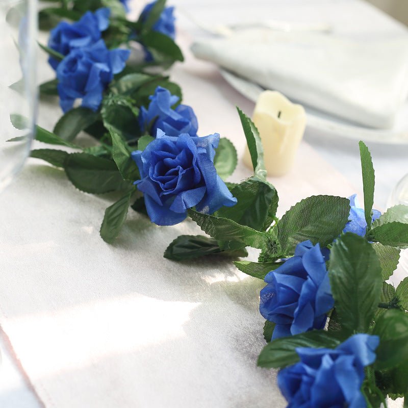 Artificial Silk Rose Garland 6ft Dark Blue - YauSpark