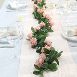 Artificial Silk Rose Garland 6ft Dirty Rose - YauSpark