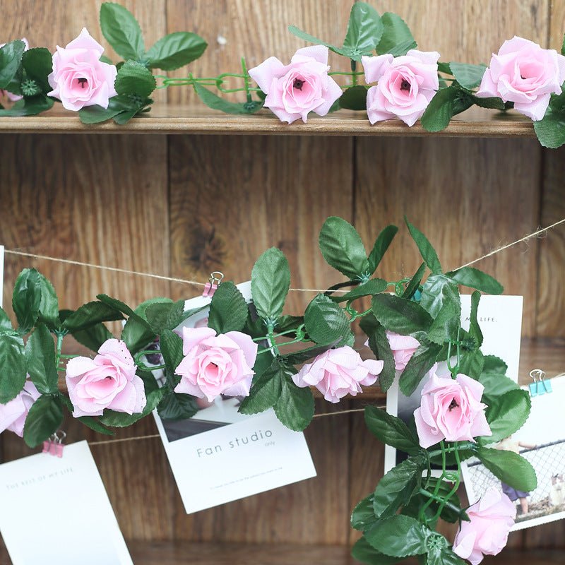 Artificial Silk Rose Garland 6ft Pink - YauSpark