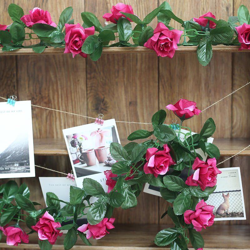 Artificial Silk Rose Garland 6ft Rose Red - YauSpark