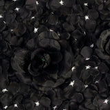 Black 3D Silk Rose and Hydrangea Flower Wall Mat Backdrop - 4 Artificial Panels - YauSpark