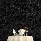 Black 3D Silk Rose and Hydrangea Flower Wall Mat Backdrop - 4 Artificial Panels - YauSpark