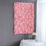 Blush 3D Silk Rose and Hydrangea Flower Wall Mat Backdrop - 4 Artificial Panels - YauSpark