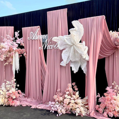 Chiffon Ceiling Drapery With Rod Pocket 5ftx32ft Bean Paste Pink - YauSpark