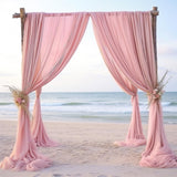 Chiffon Ceiling Drapery With Rod Pocket 5ftx32ft Bean Paste Pink - YauSpark