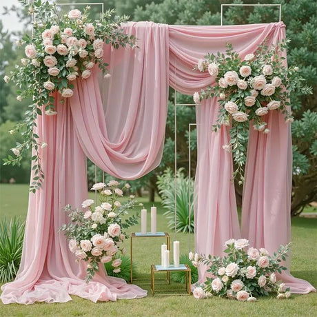 Chiffon Ceiling Drapery With Rod Pocket 5ftx32ft Bean Paste Pink - YauSpark