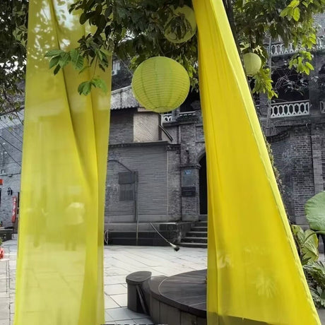 Chiffon Ceiling Drapery With Rod Pocket 5ftx32ft Lemon Yellow - YauSpark
