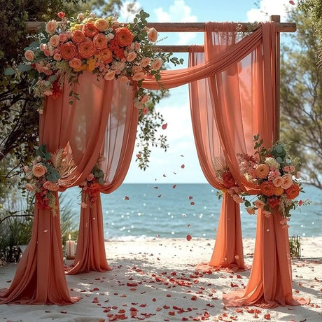 Chiffon Ceiling Drapery With Rod Pocket 5ftx32ft Orange - YauSpark