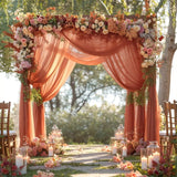 Chiffon Ceiling Drapery With Rod Pocket 5ftx32ft Orange - YauSpark