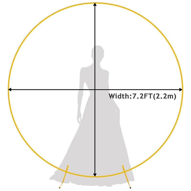Elegant Gold Metal Round Wedding Arch Photo Backdrop Stand 7.2ft - YauSpark